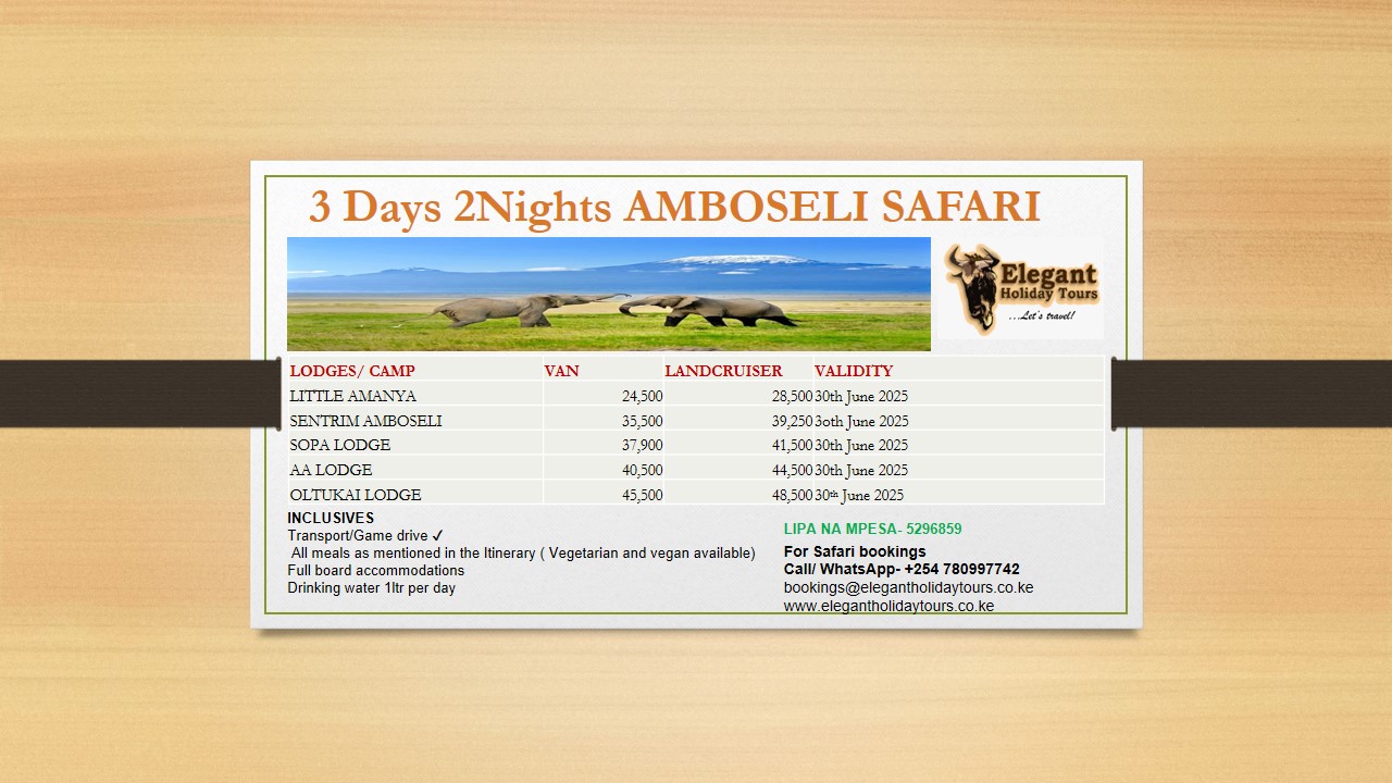 3 Days 2Nights AMBOSELI SAFARI Residents June
