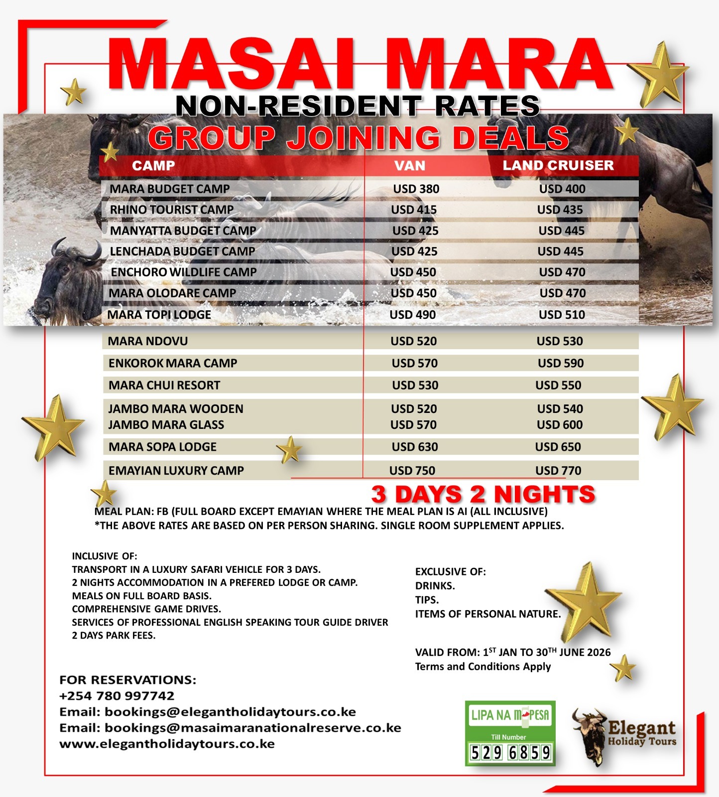 2026 Non Residents Rates